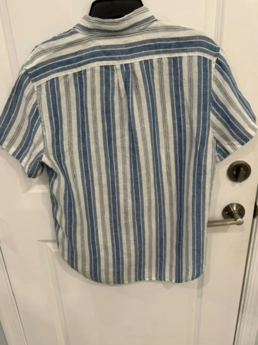 J. Crew Irish Linen Blue & White Stripe Button Down Shirt